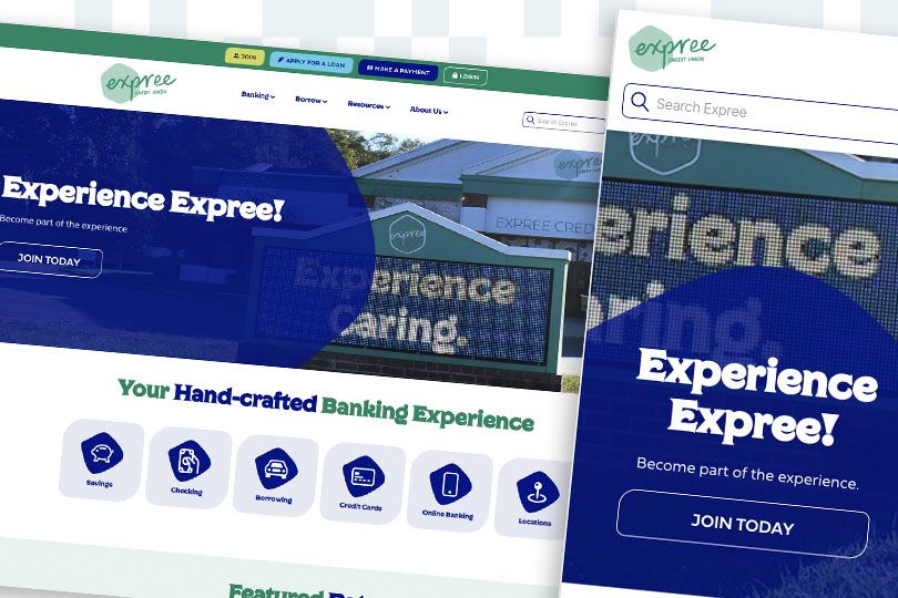 Expree Credit Union desktop and mobile screenshots